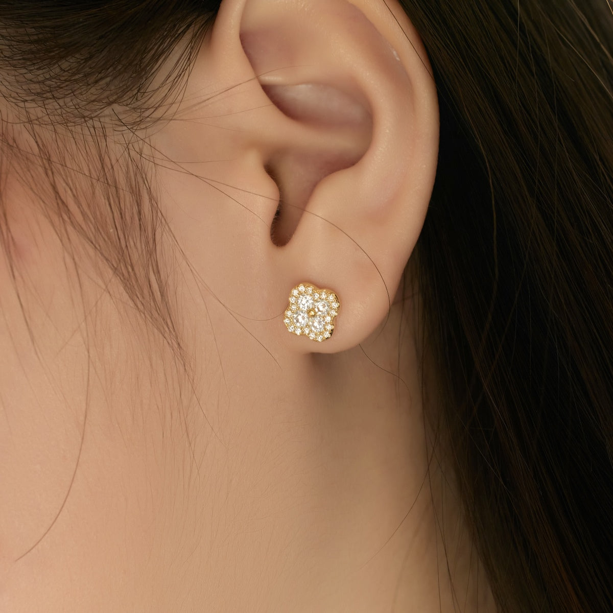 [Polaidi Jewelry]Four-Leaf Clover Flower Shaped Earrings
