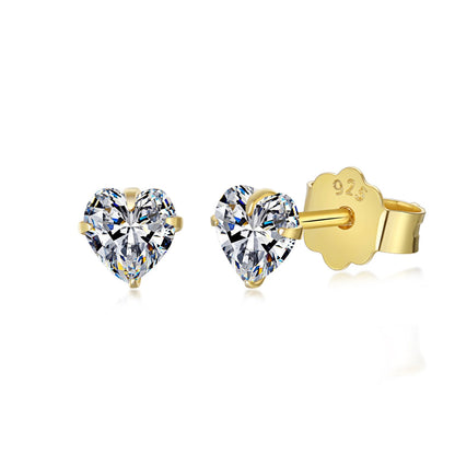 [Polaidi Jewelry]Sparkling Heart Shaped Simple Earrings
