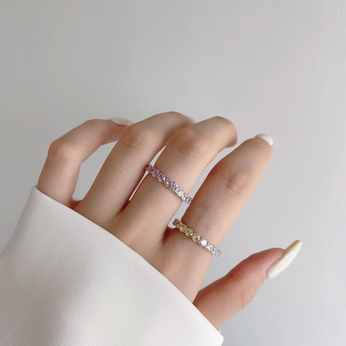 [Polaidi Jewelry]Sparkling Round Cut Tennis Ring
