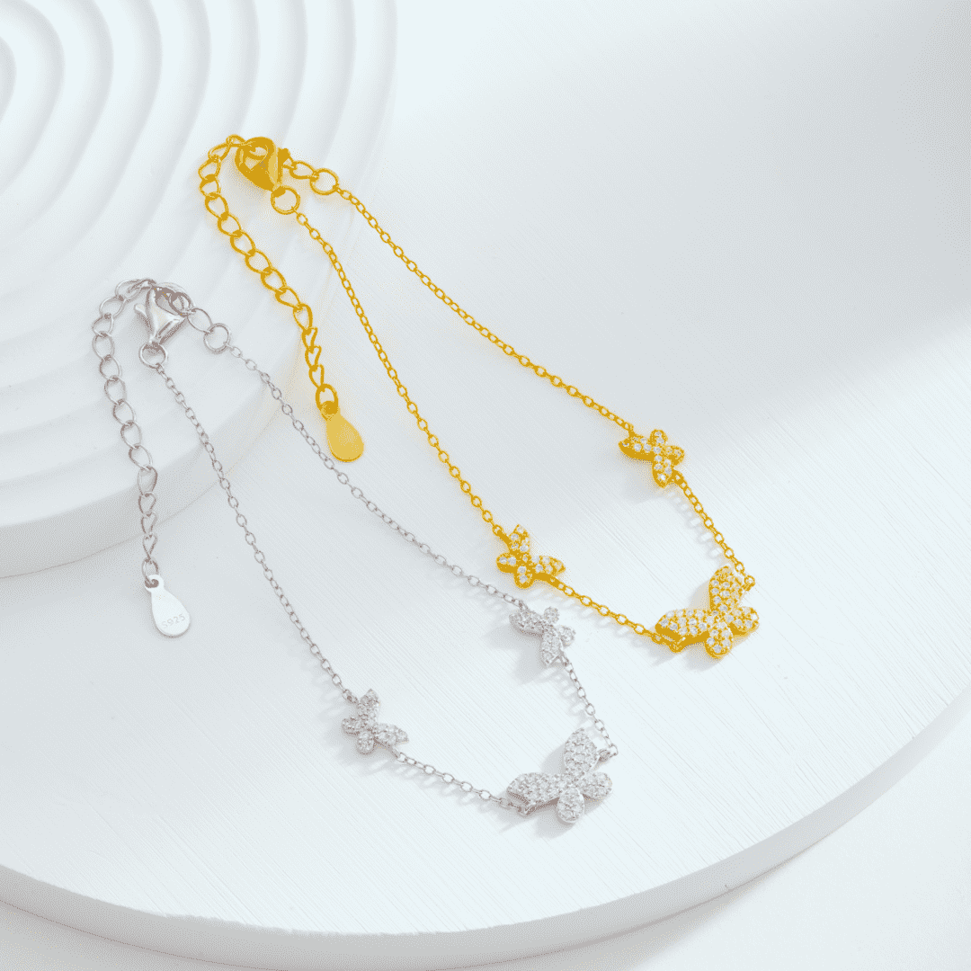 [Polaidi Jewelry]Delicate Butterfly Pendant Bracelet
