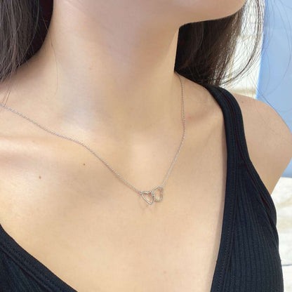 [Polaidi Jewelry]Sterling Silver Love Double Ring Necklace