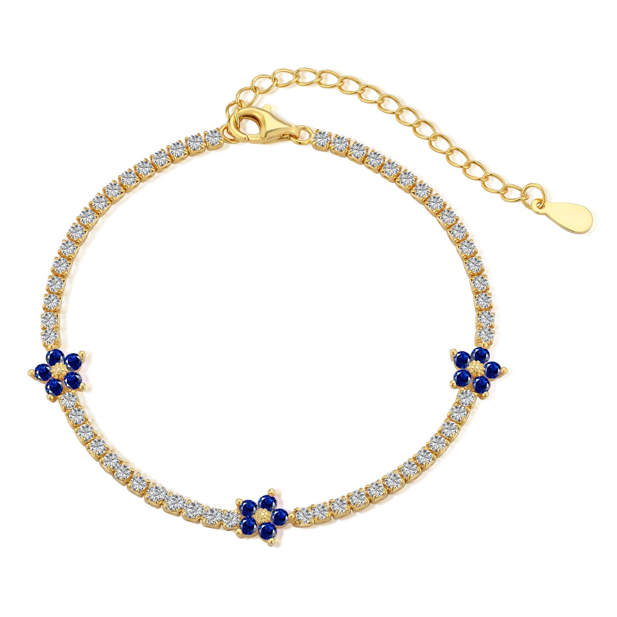 [Polaidi Jewelry]Sparkling Flower Shape Tennis Bracelet