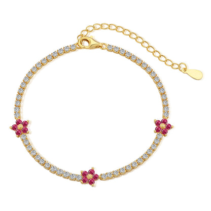 [Polaidi Jewelry]Sparkling Flower Shape Tennis Bracelet