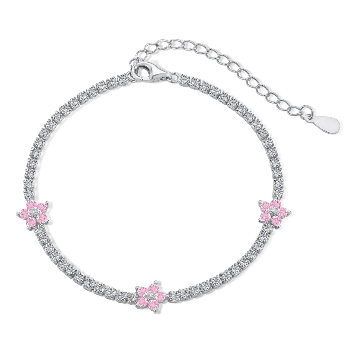 [Polaidi Jewelry]Sparkling Flower Shape Tennis Bracelet