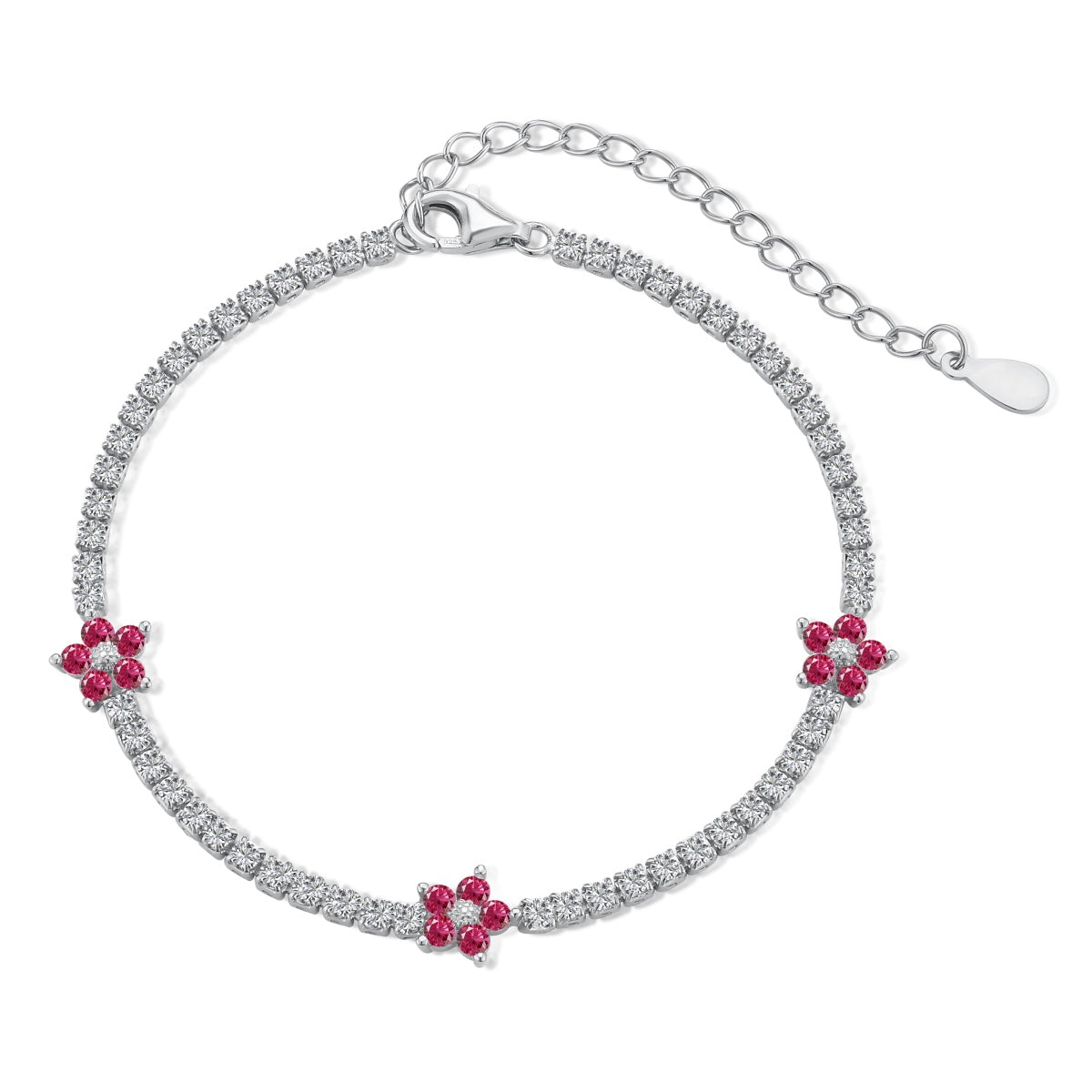 [Polaidi Jewelry]Sparkling Flower Shape Tennis Bracelet