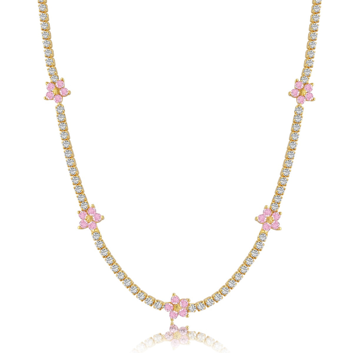 [Polaidi Jewelry]Luxurious Colorful Flower Tennis Necklace