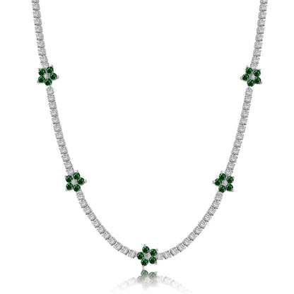 [Polaidi Jewelry]Luxurious Colorful Flower Tennis Necklace