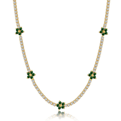 [Polaidi Jewelry]Luxurious Colorful Flower Tennis Necklace
