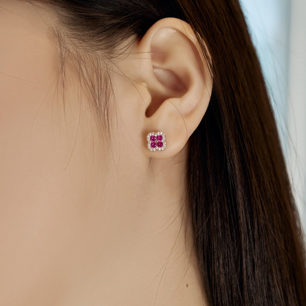 [Polaidi Jewelry]Four-Leaf Clover Flower Shaped Earrings