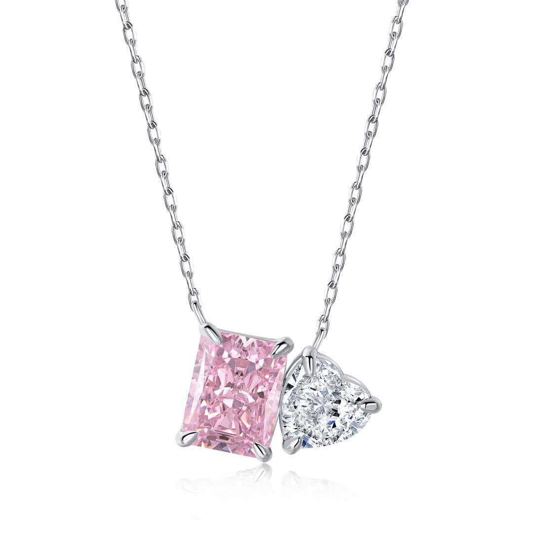 [Polaidi Jewelry]Dazzling Square & Heart Shape Necklace