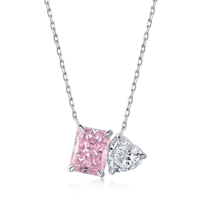 [Polaidi Jewelry]Dazzling Square & Heart Shape Necklace