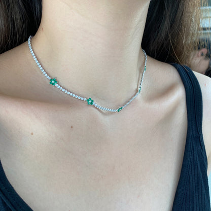 [Polaidi Jewelry]Luxurious Colorful Flower Tennis Necklace