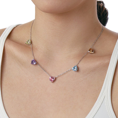 [Polaidi Jewelry]Sparkling Colorful Heart Cut Necklace