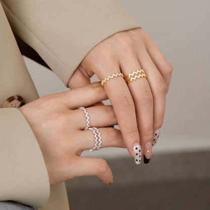 [Polaidi Jewelry]Delicate Enchanting Wave Shape Daily Ring