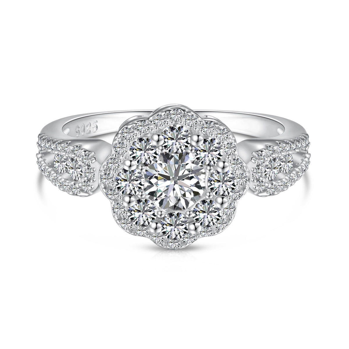 [Polaidi Jewelry]Delicate Colorful Round Cut Flower Shape Wedding Ring
