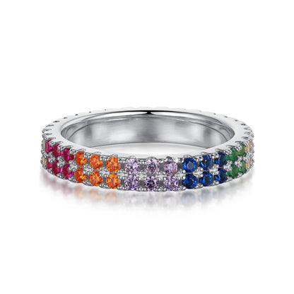 [Polaidi Jewelry]Unique Colorful Round Cut Tennis Ring