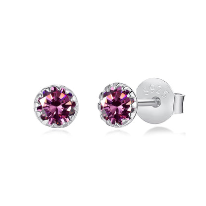 [Polaidi Jewelry]Sparkling Colorful Round Shape Earrings