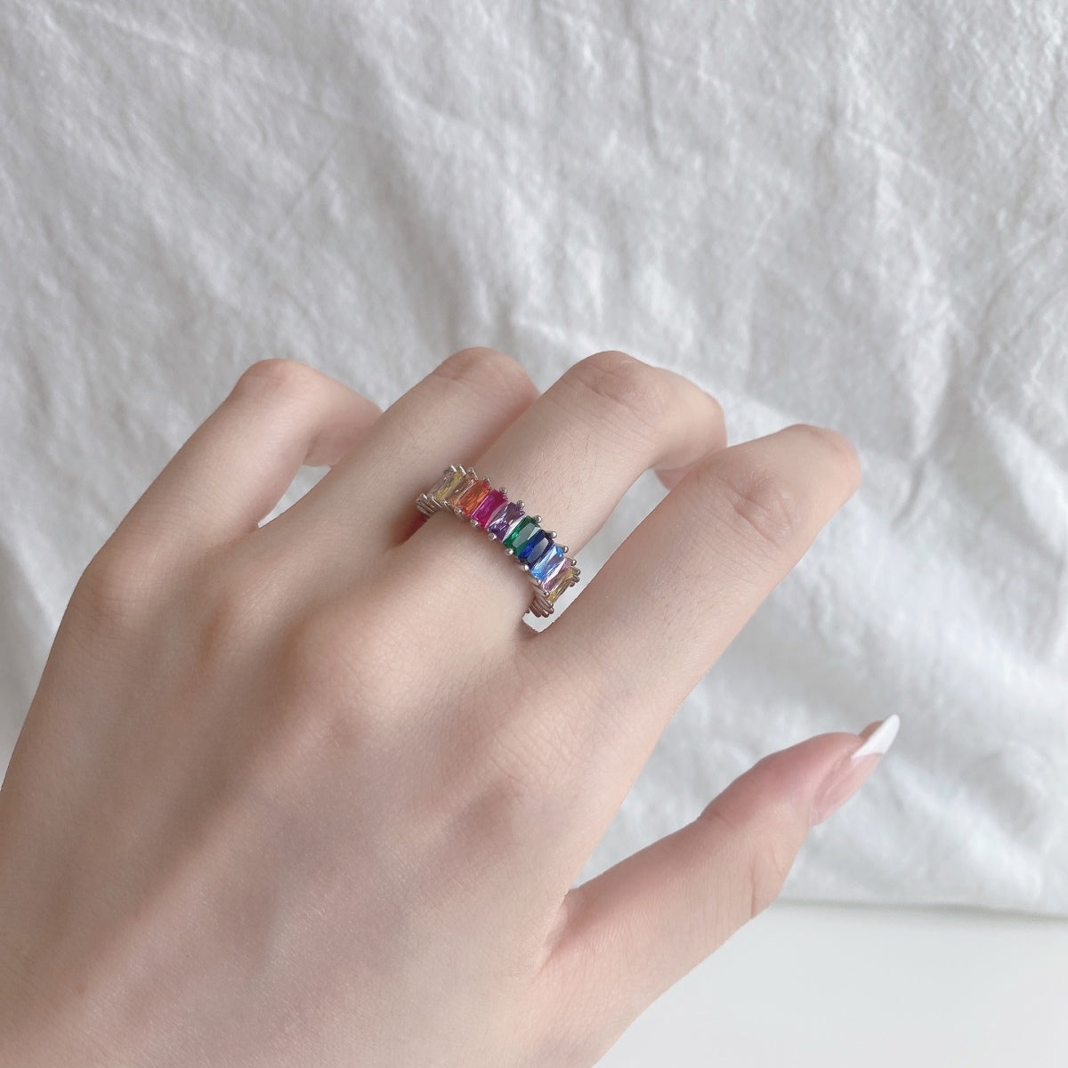 [Polaidi Jewelry]Unique Colorful Radiant Cut RIng
