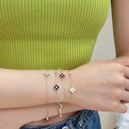 [Polaidi Jewelry]Delicate Four Leaf Clover Bracelet