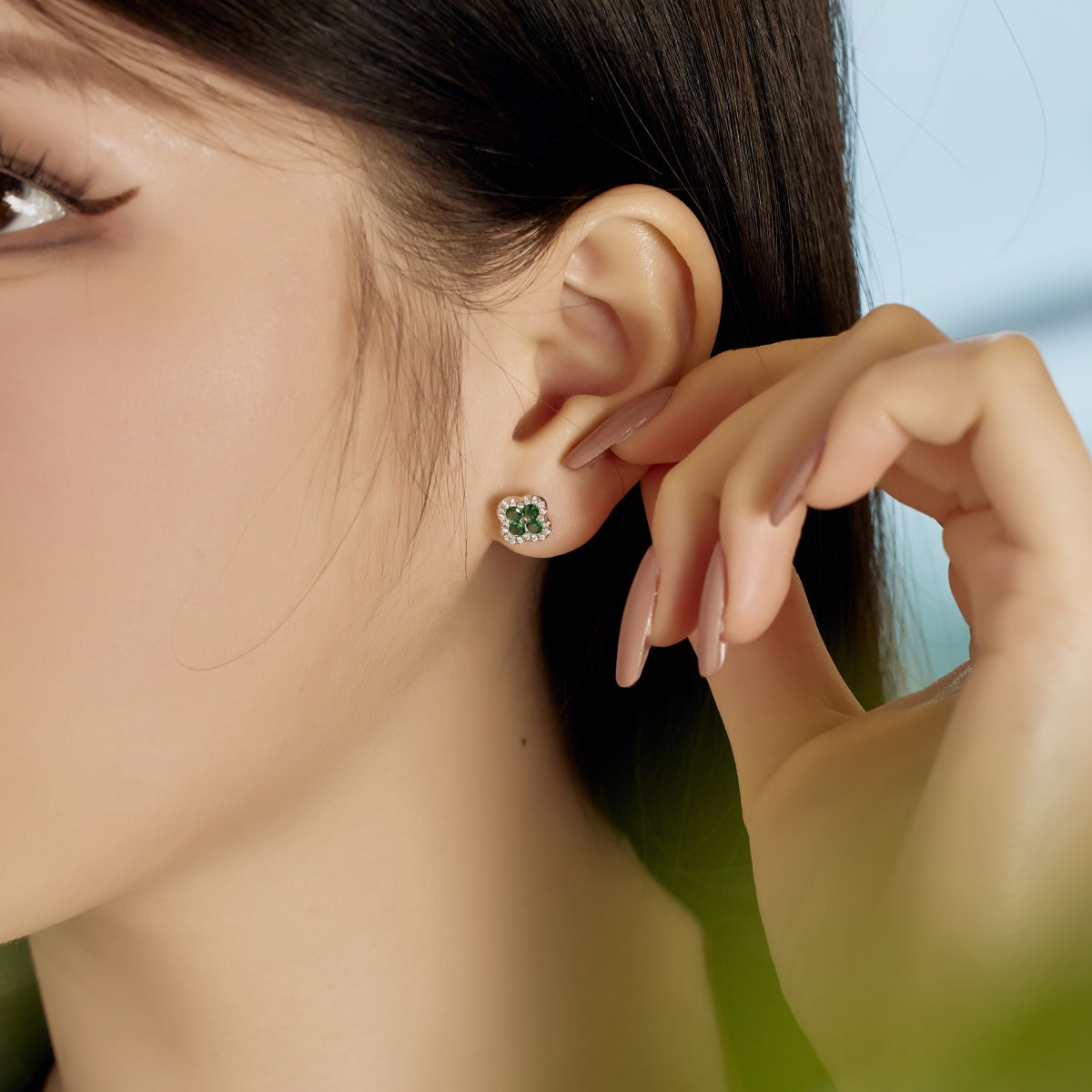 [Polaidi Jewelry]Four-Leaf Clover Flower Shaped Earrings