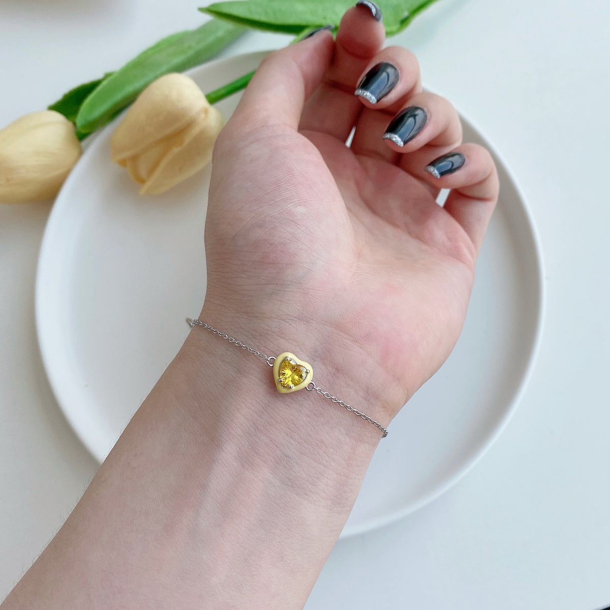 [Polaidi Jewelry]Sparkling Romantic Heart Shape Lover Bracelet