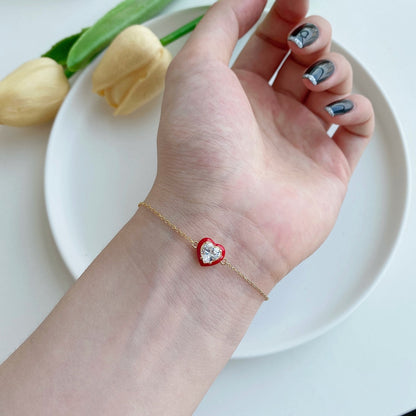 [Polaidi Jewelry]Sparkling Romantic Heart Shape Lover Bracelet