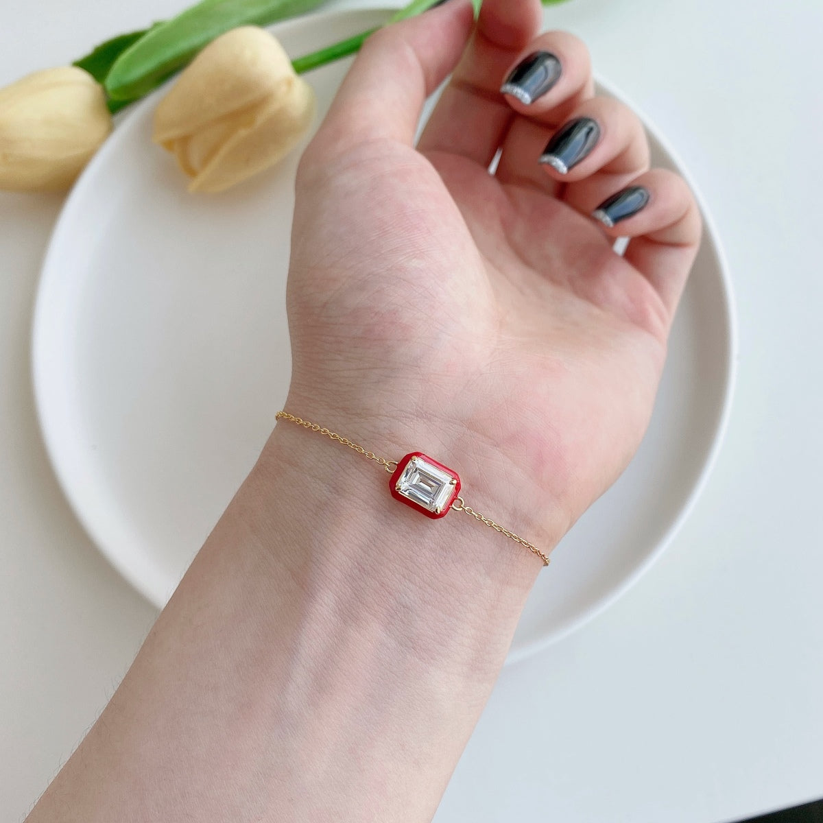 [Polaidi Jewelry]2.0 Carat Sparkling Colorful Emerald Cut Daily Bracelet