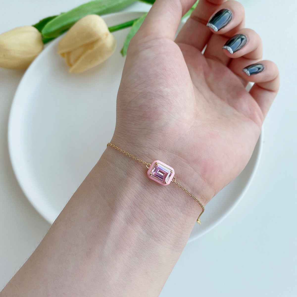[Polaidi Jewelry]2.0 Carat Sparkling Colorful Emerald Cut Daily Bracelet