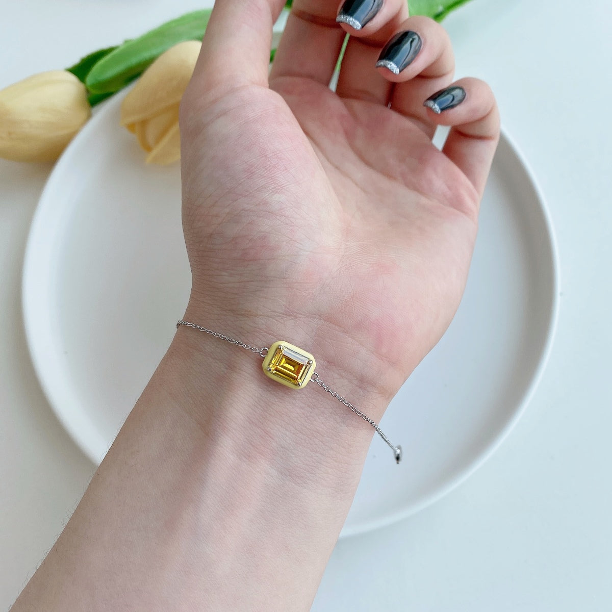 [Polaidi Jewelry]2.0 Carat Sparkling Colorful Emerald Cut Daily Bracelet