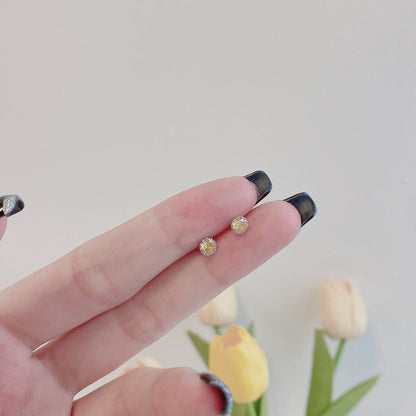 [Polaidi Jewelry]Sparkling Colorful Round Shape Earrings