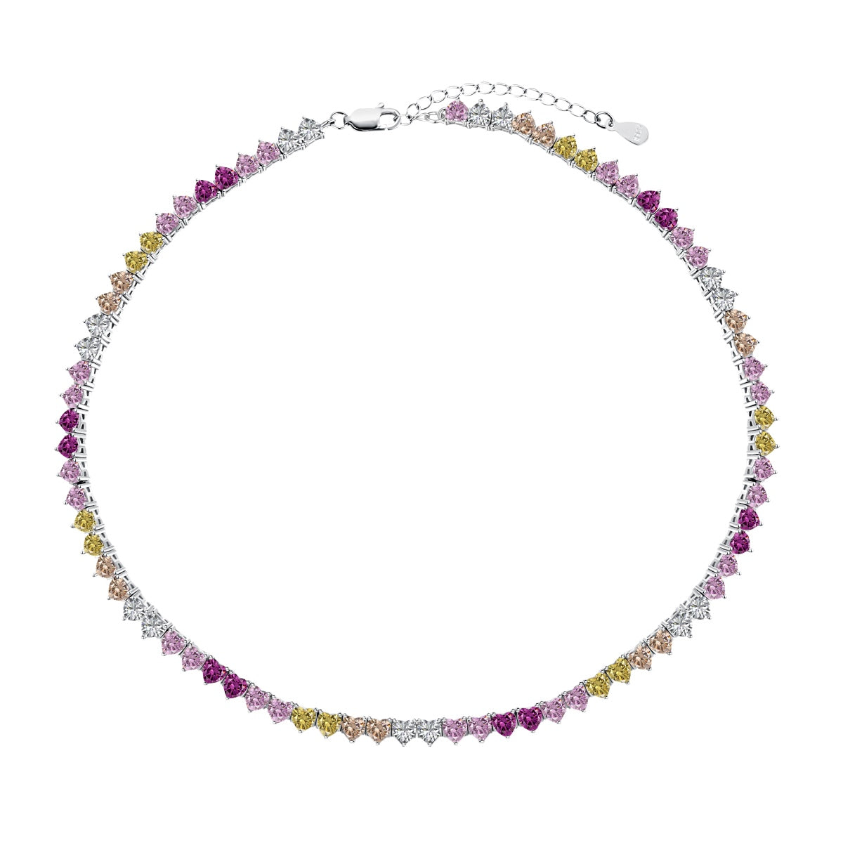 [Polaidi Jewelry]Sparkling Colorful Full Heart Tennis Necklace