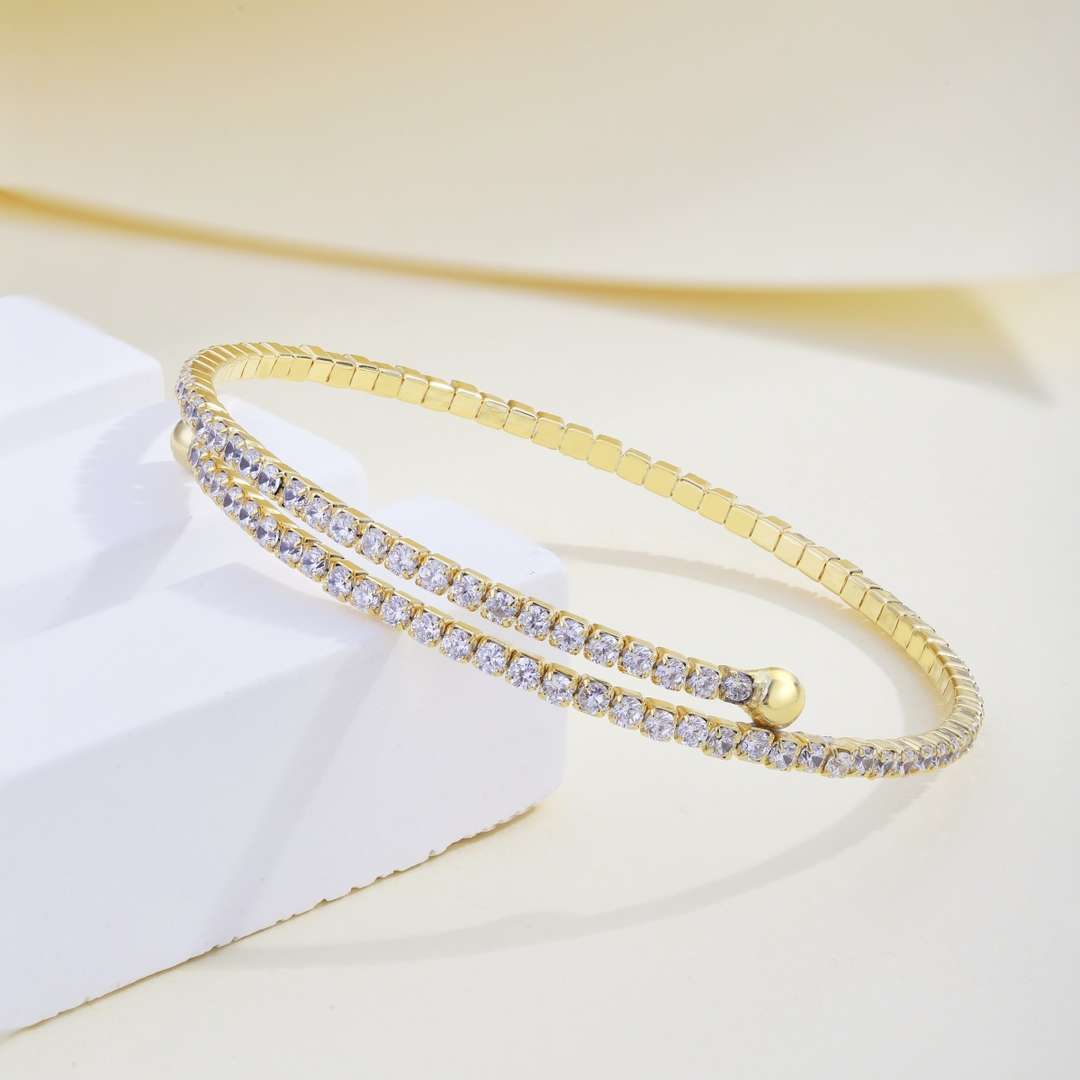 [Polaidi Jewelry]Row of Diamonds Round Fashion Bracelet