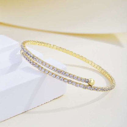 [Polaidi Jewelry]Row of Diamonds Round Fashion Bracelet