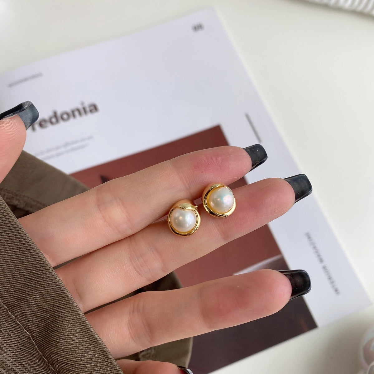 [Polaidi Jewelry]Dainty Bread Pearl Earrings
