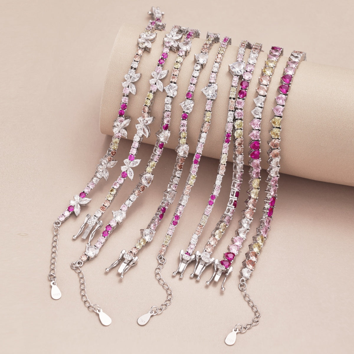[Polaidi Jewelry]Sparkling Colorful Full Heart Tennis Necklace