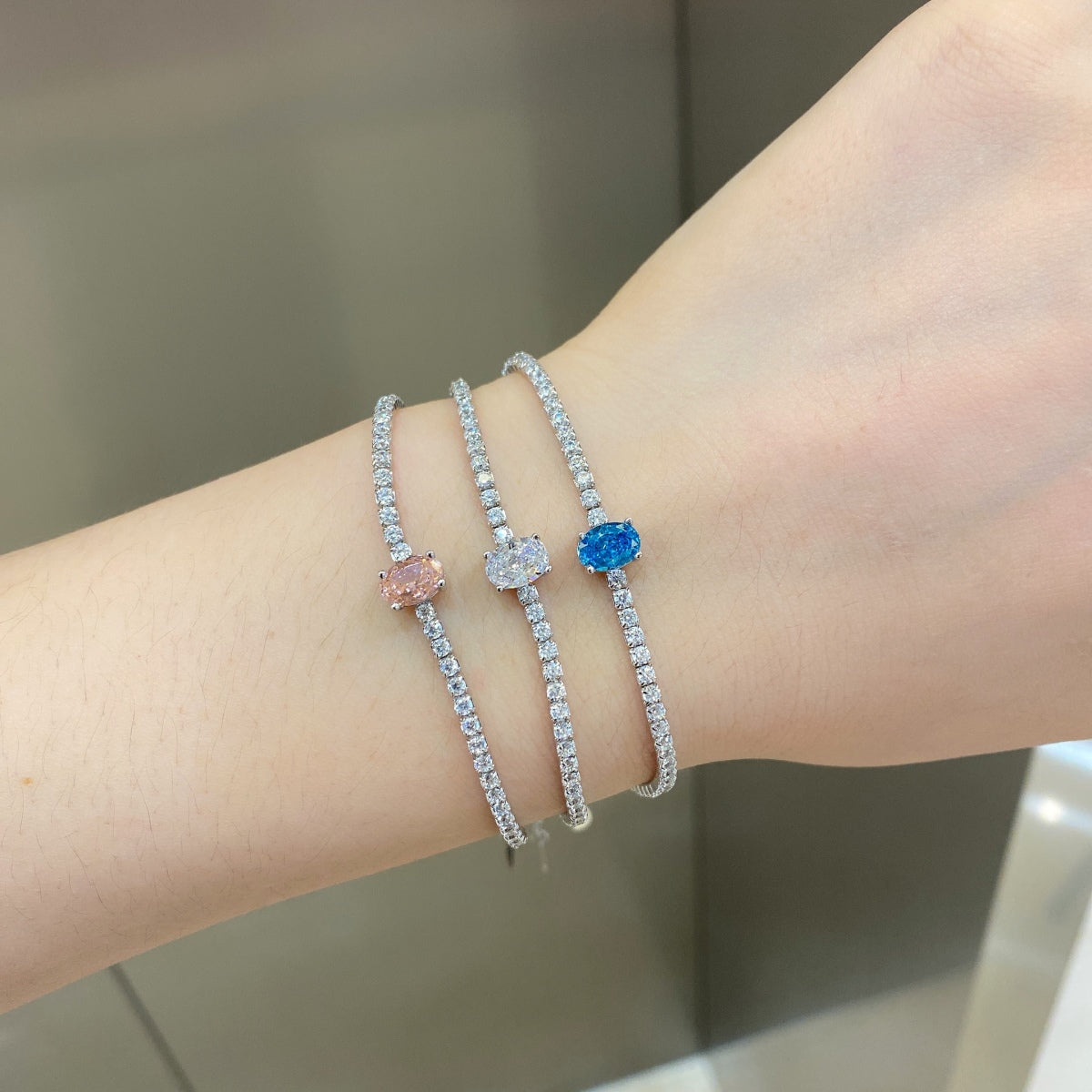 [Polaidi Jewelry]0.75 Carat Exquisite Oval Cut Daily Bracelet