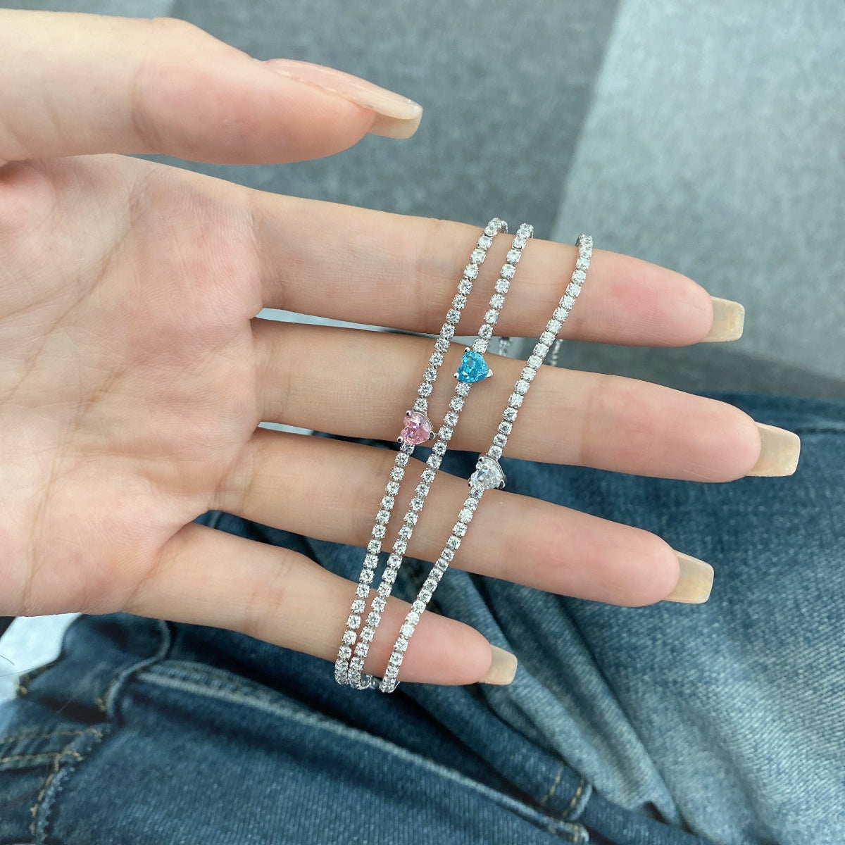 [Polaidi Jewelry]0.5 Carat Elegant Romantic Heart Shape Lover Bracelet