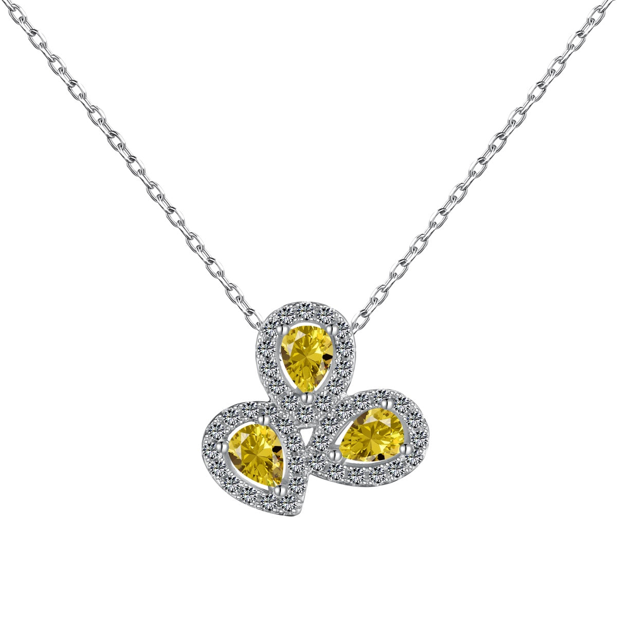 [Polaidi Jewelry]Elegant Flower Shape Pear Cut Necklace