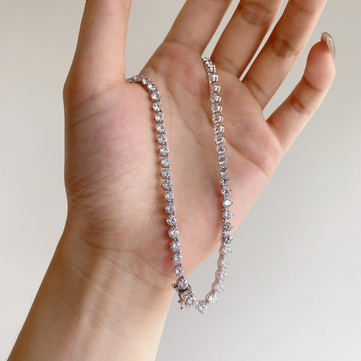 [Polaidi Jewelry]Ornate Heart Cut Tennis Necklace