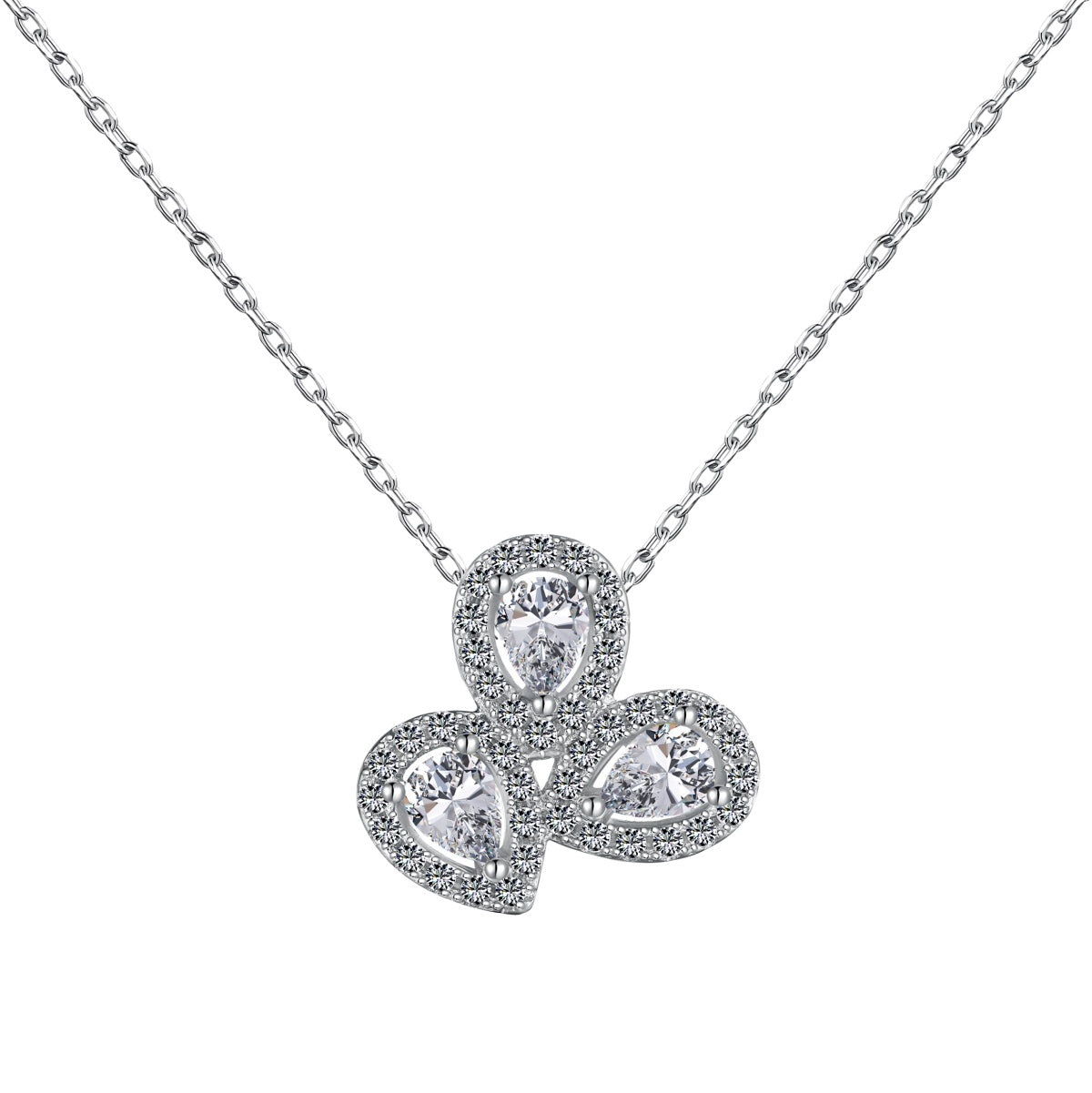 [Polaidi Jewelry]Elegant Flower Shape Pear Cut Necklace