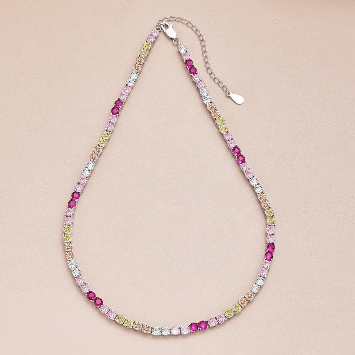 [Polaidi Jewelry]Delicate Colorful Tennis Necklace