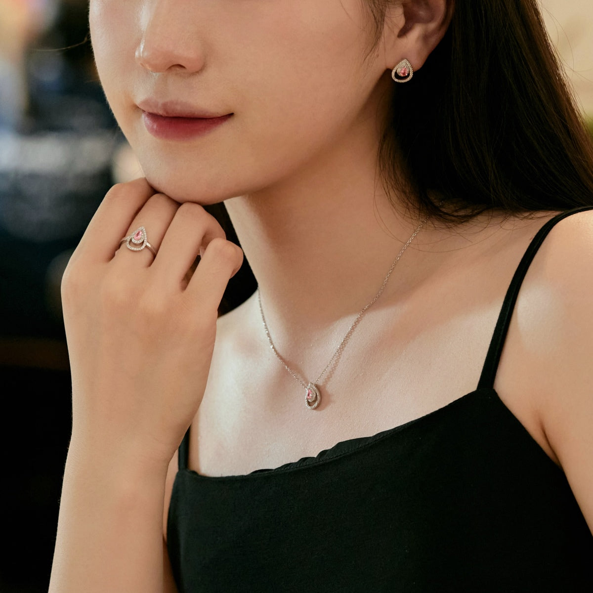 [Polaidi Jewelry]Sparkling Pear Cut Necklace