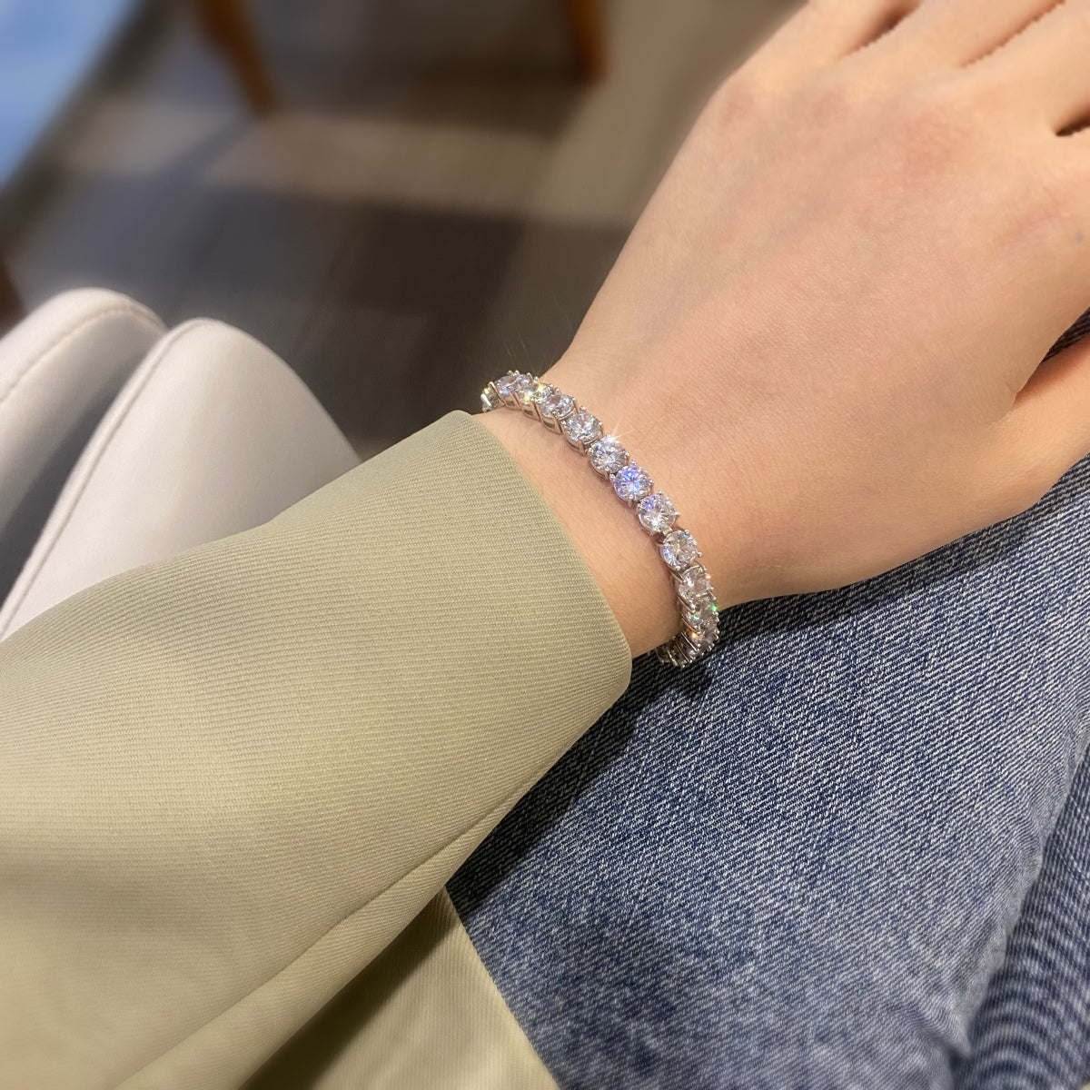 [Polaidi Jewelry]0.75 Carat Dazzling Round Cut Wedding Bracelet
