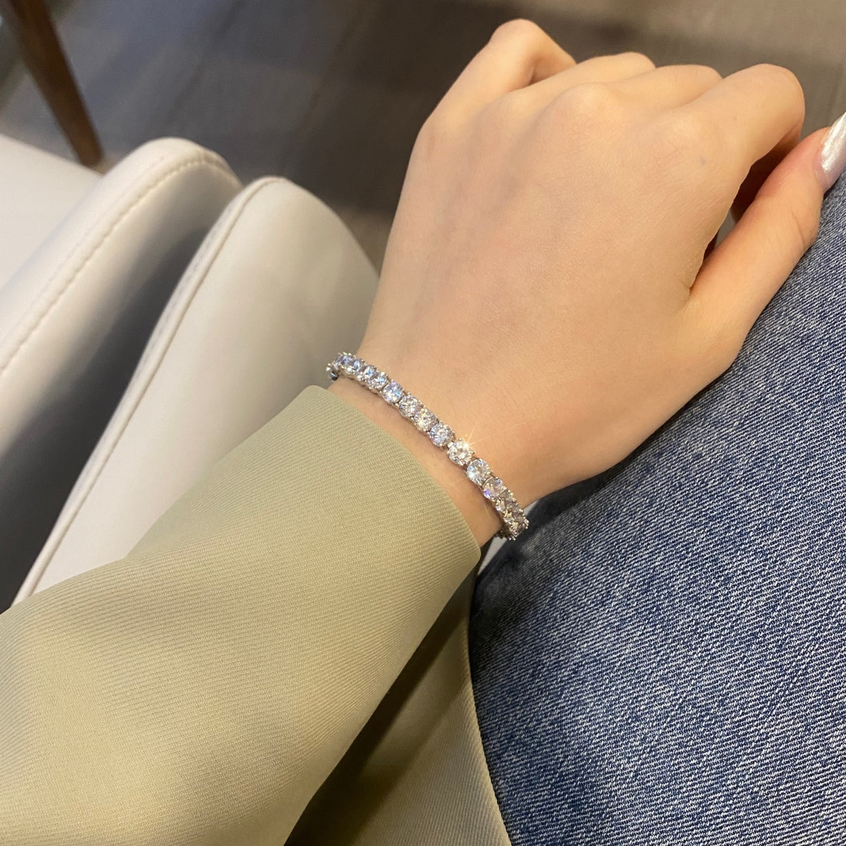 [Polaidi Jewelry]Ornate Sparkling Round Cut Wedding Bracelet