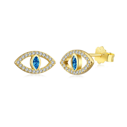 [Polaidi Jewelry]Blue Devil Eyes Hollow Stud Earrings