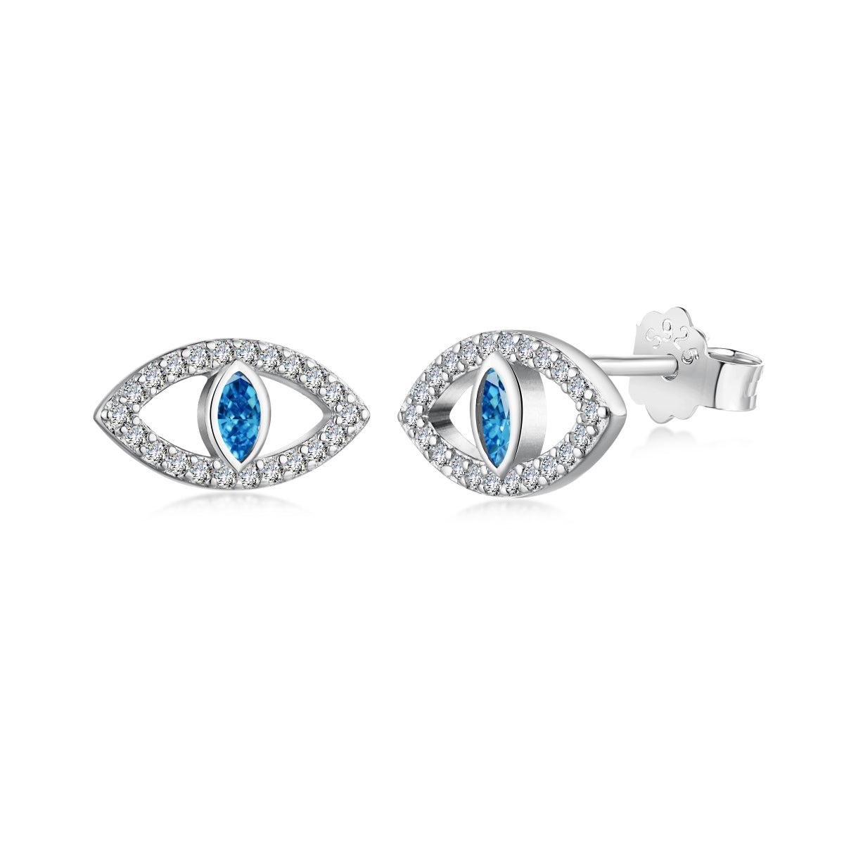 [Polaidi Jewelry]Blue Devil Eyes Hollow Stud Earrings