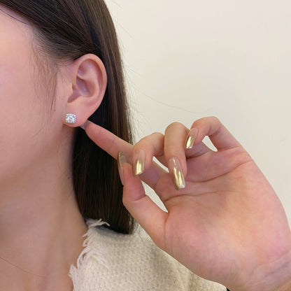 [Polaidi Jewelry]Classic Round Center Stone Stud Earrings