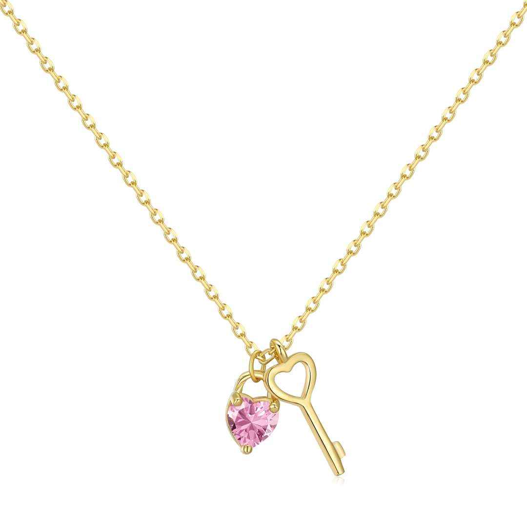 [Polaidi Jewelry]Unique Heart Shape Key Pendent Necklace
