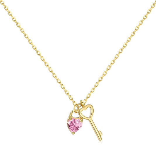 [Polaidi Jewelry]Unique Heart Shape Key Pendent Necklace