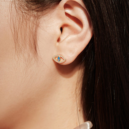 [Polaidi Jewelry]Blue Devil Eyes Hollow Stud Earrings